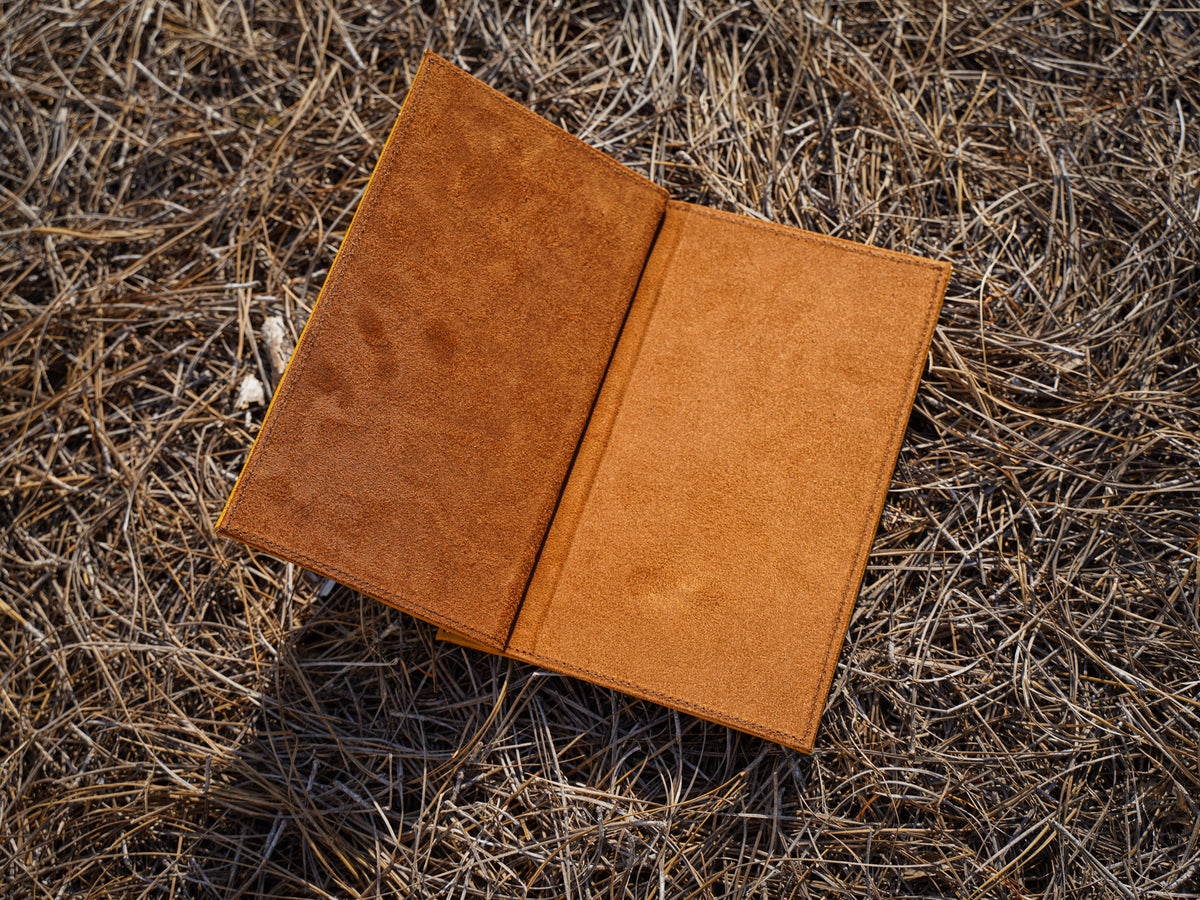 Italian Leather Menu with Chicago Screws - Grey