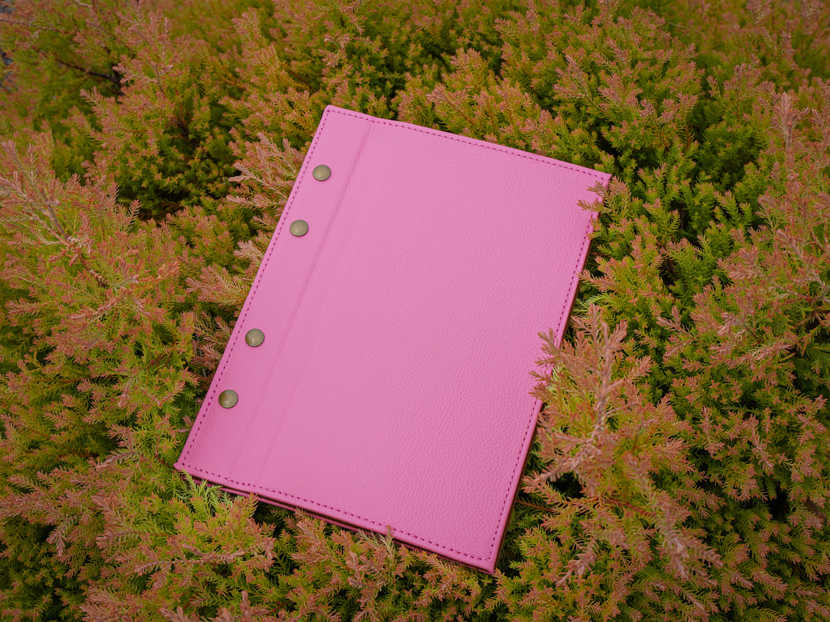 Italian Leather Menu with Chicago Screws - Pink