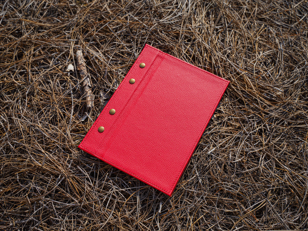 Italian Leather Menu with Chicago Screws - Red