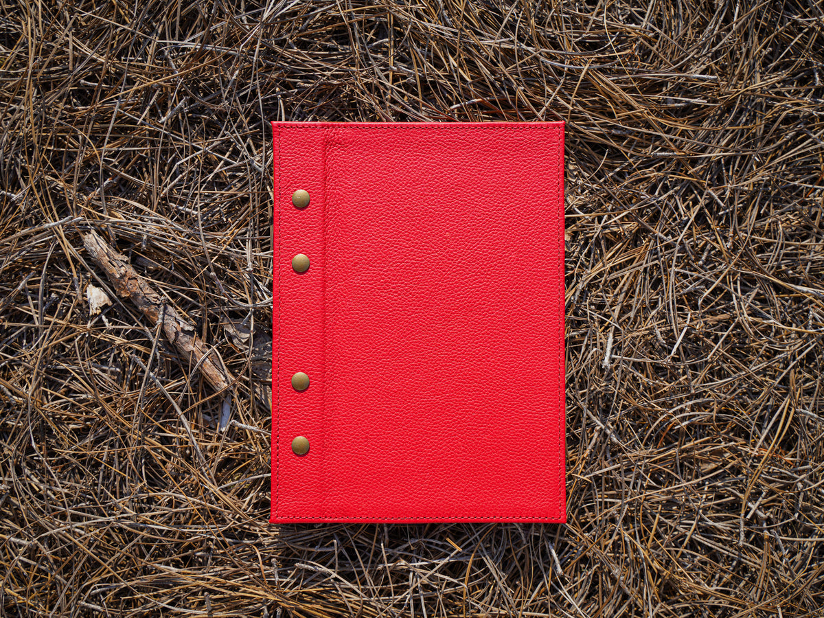 Italian Leather Menu with Chicago Screws - Red