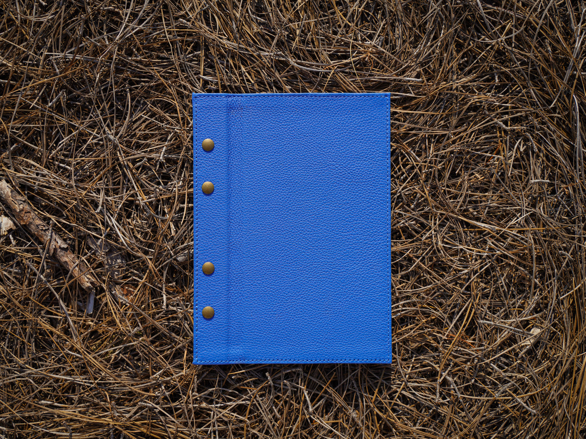 Italian Leather Menu with Chicago Screws - Ultramarine