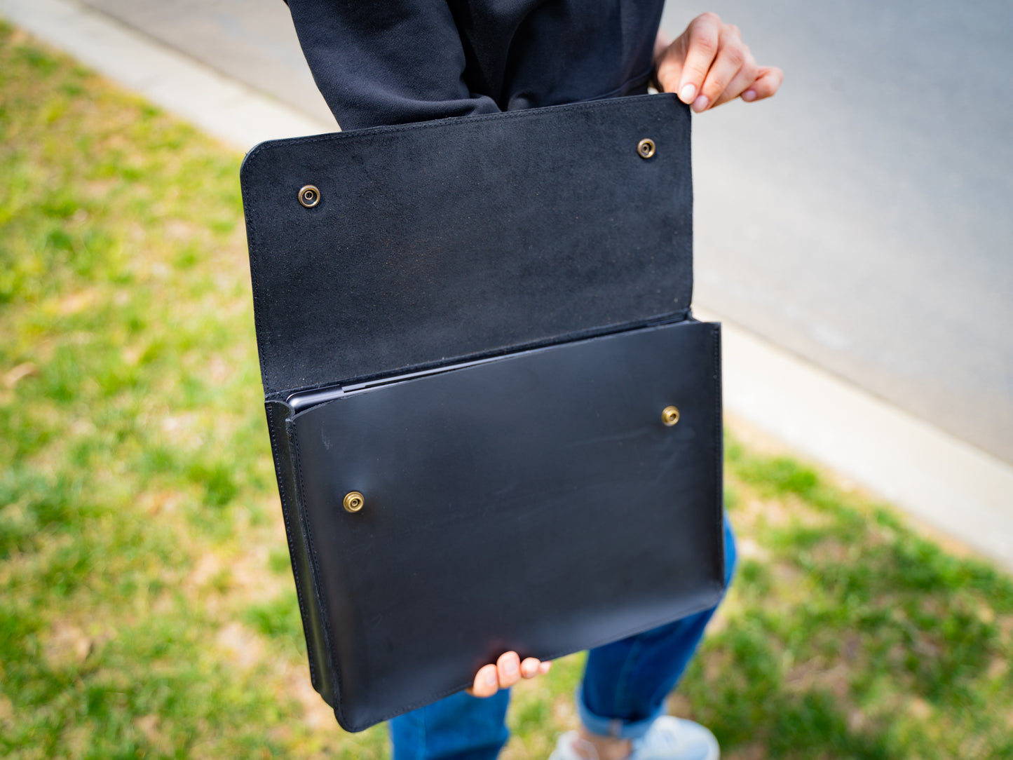 Leather Document Folder - Black