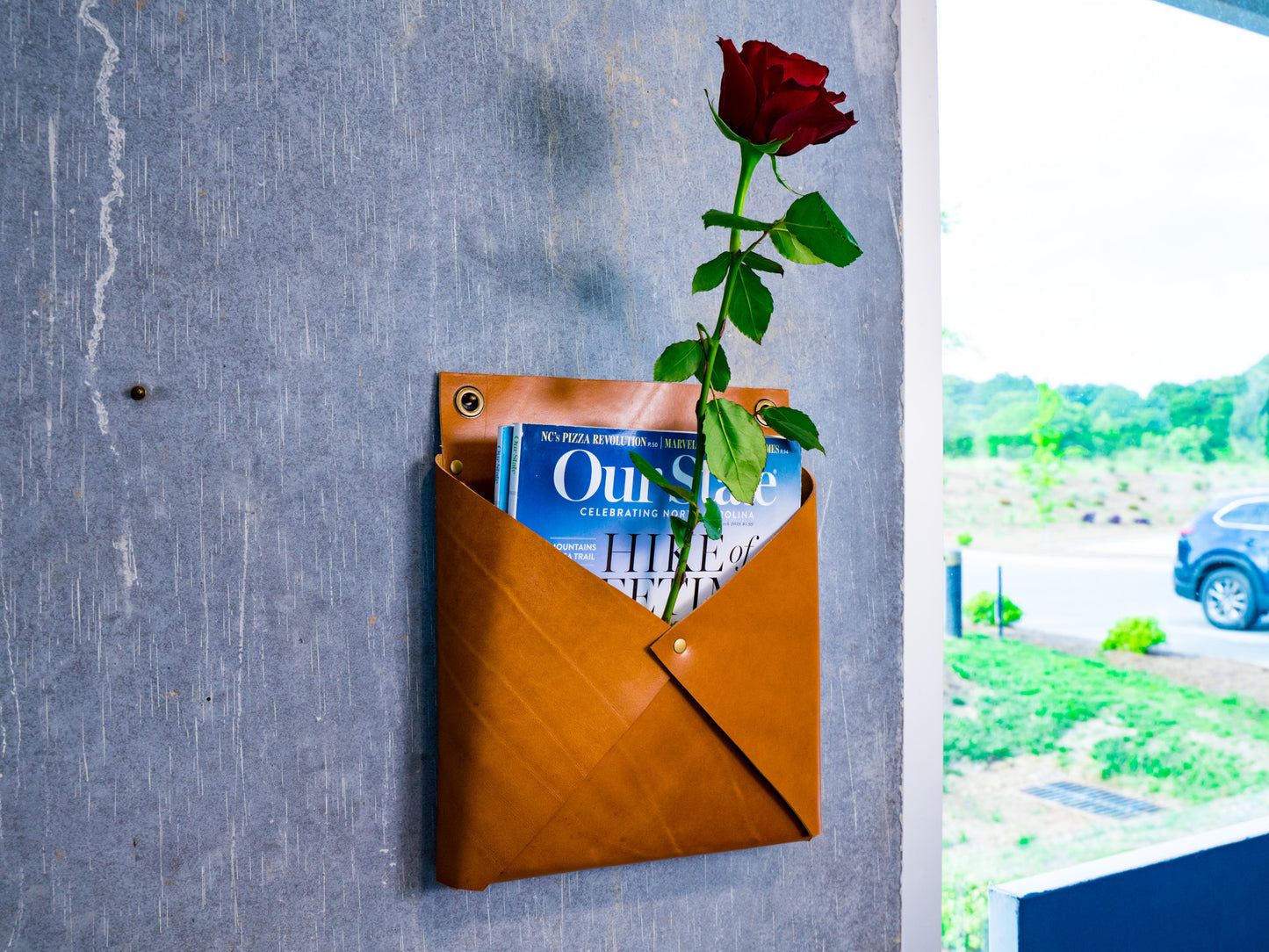Leather Envelope Mail Box - Natural