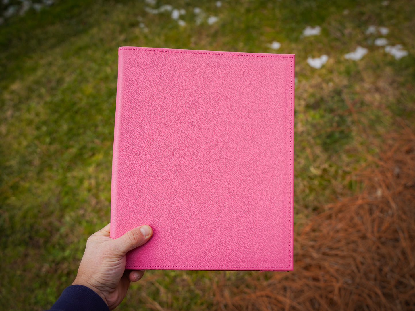 Italian Leather Hardcover Menu with Corners - Pink