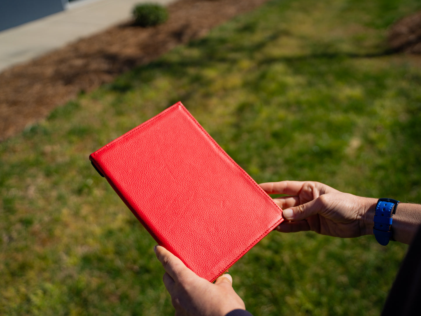 Italian Leather Hardcover Menu with Corners - Red