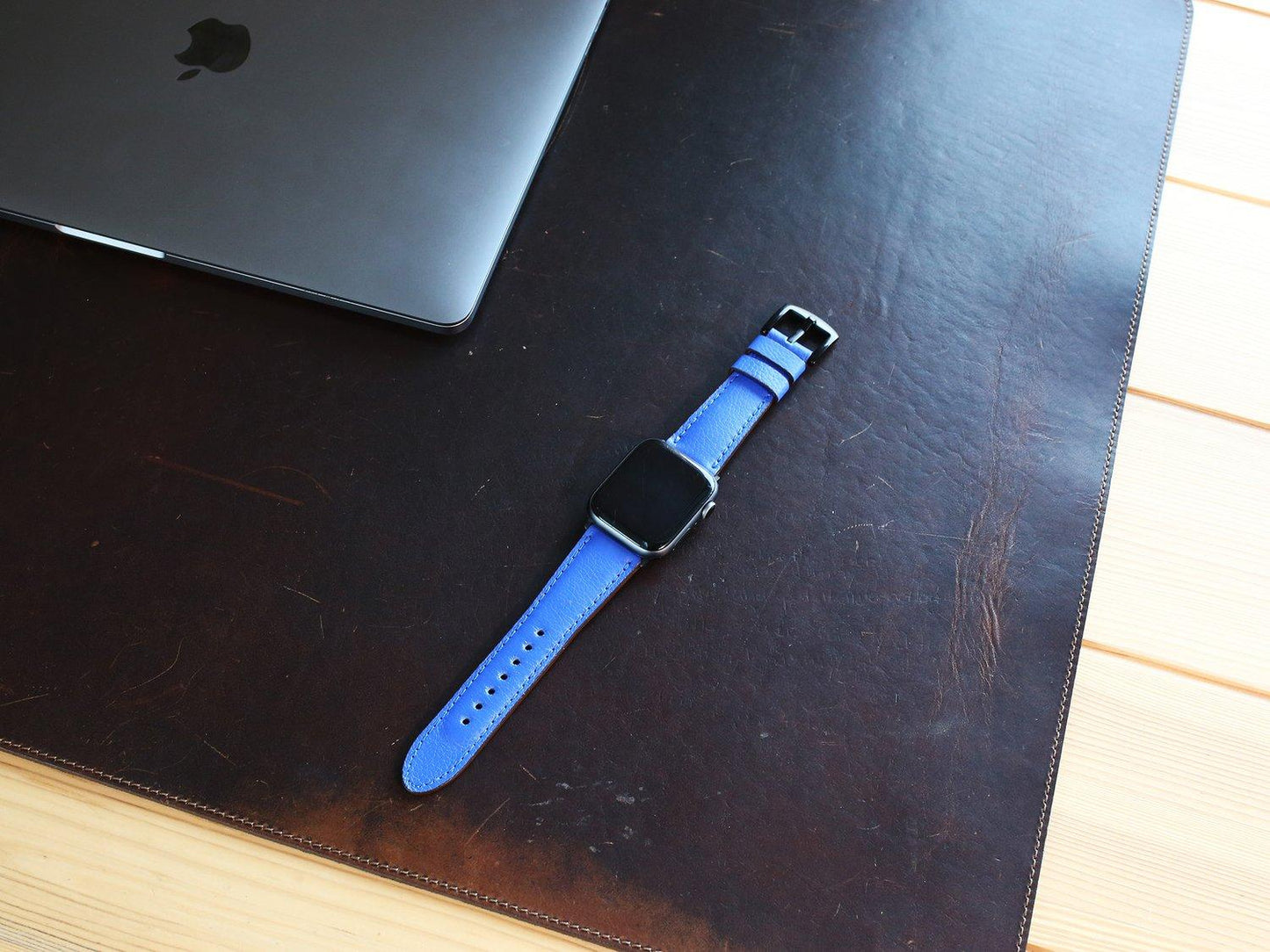 Italian Leather Apple Watch Band - Ultramarine iWatch Strap - olpr.