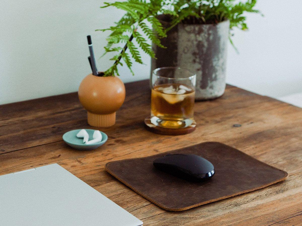 Leather Mouse Pad Milwaukee - Chocolate Desk Pad - olpr.