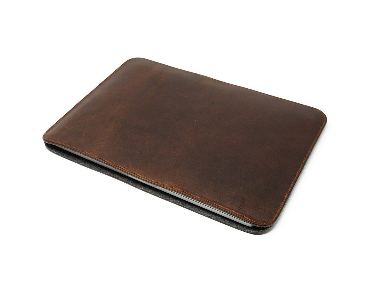 Leather Macbook Sleeve With Wool Lining - Chestnut Pro & Air Case - olpr.