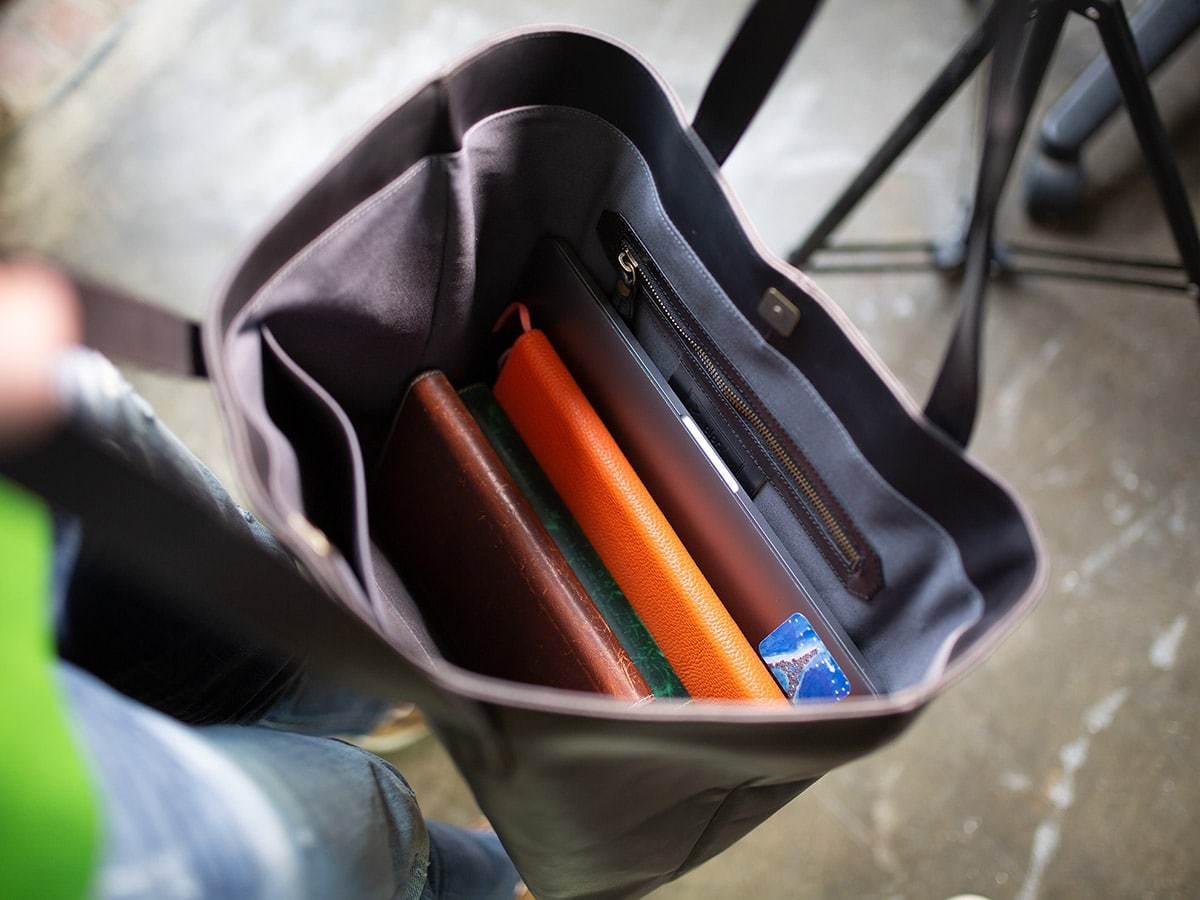 Leather Tote Bag Jess - Navy Women Bag - olpr.