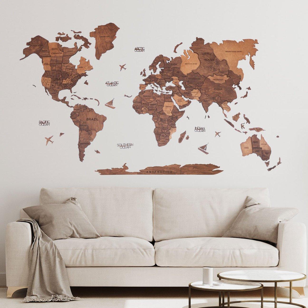 Multicolor 3D Wooden World Map Wooden Maps - olpr.