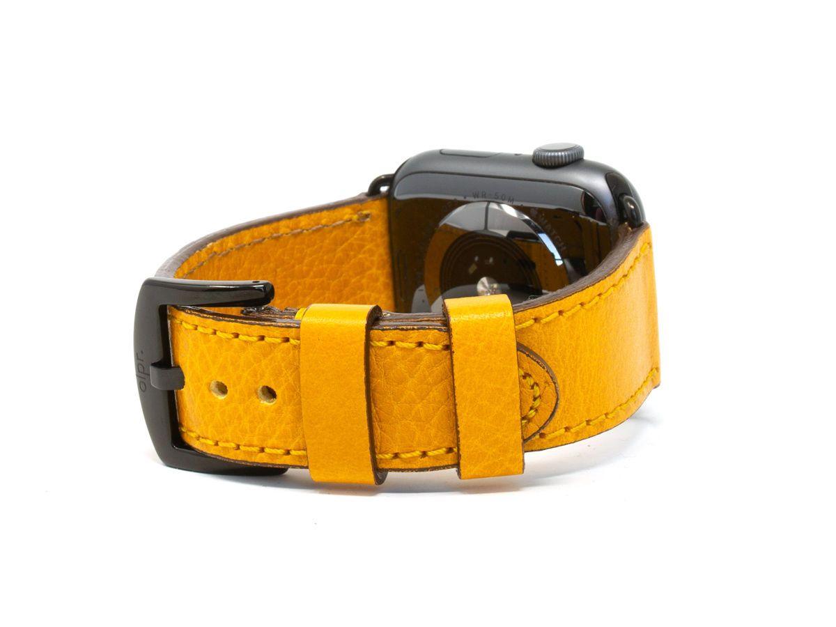 Italian Leather Apple Watch Band - Yellow iWatch Strap - olpr.