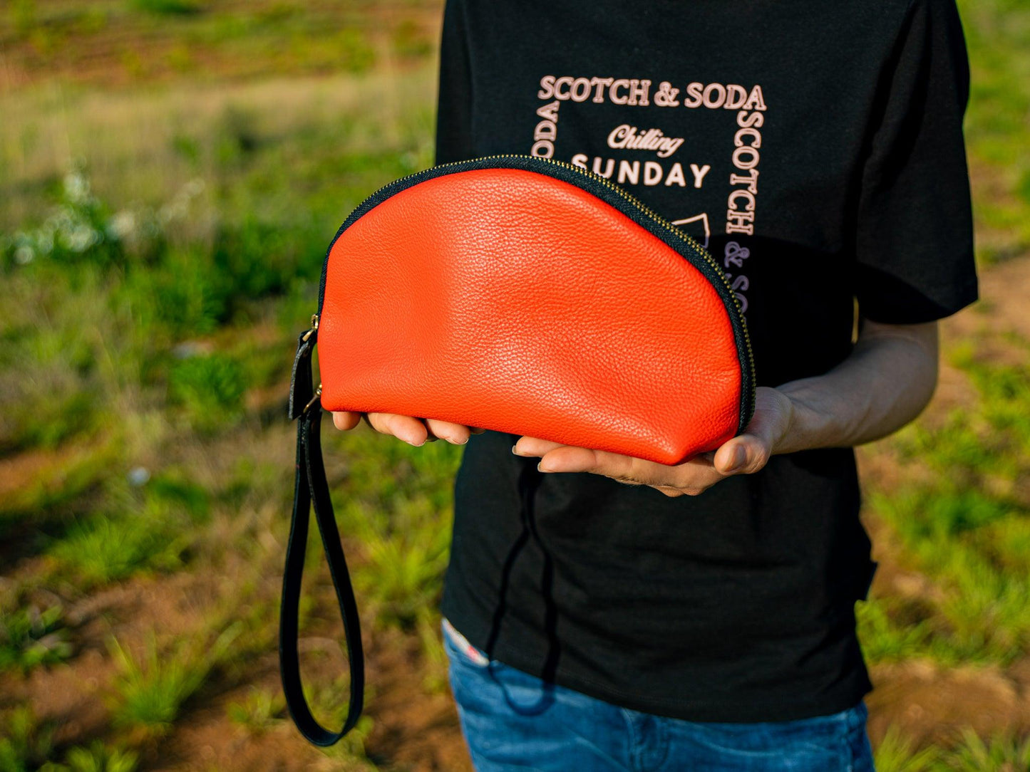 Italian Leather Zipper Pouch - Red Pouch - olpr.
