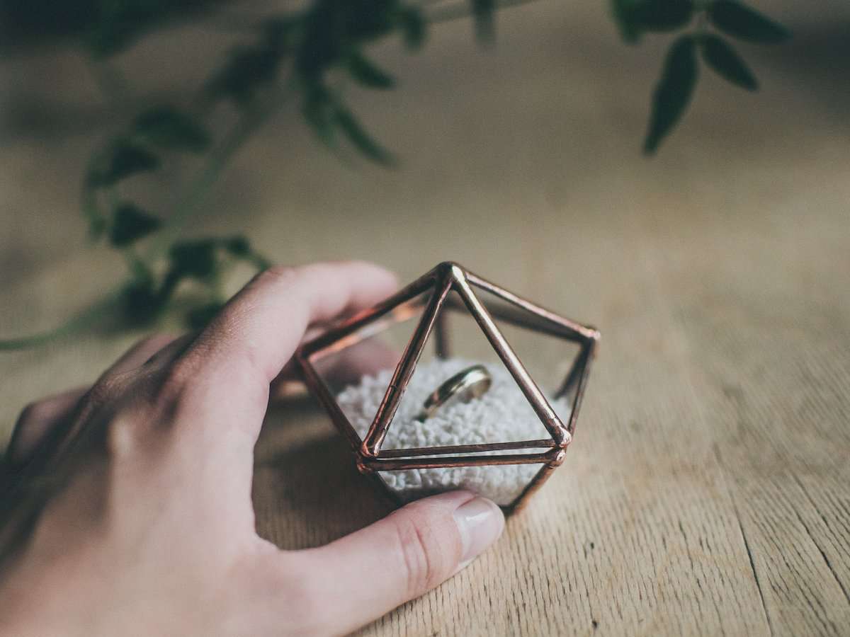 Elegant Geometric Glass Ring Box Mini for Unique Proposals
